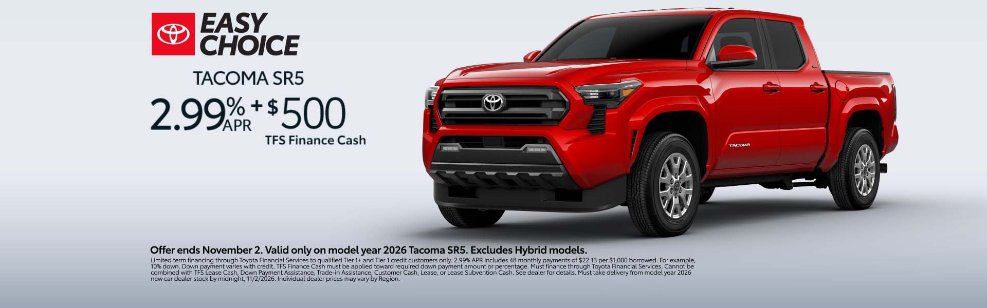 Toyota Tacoma October offers