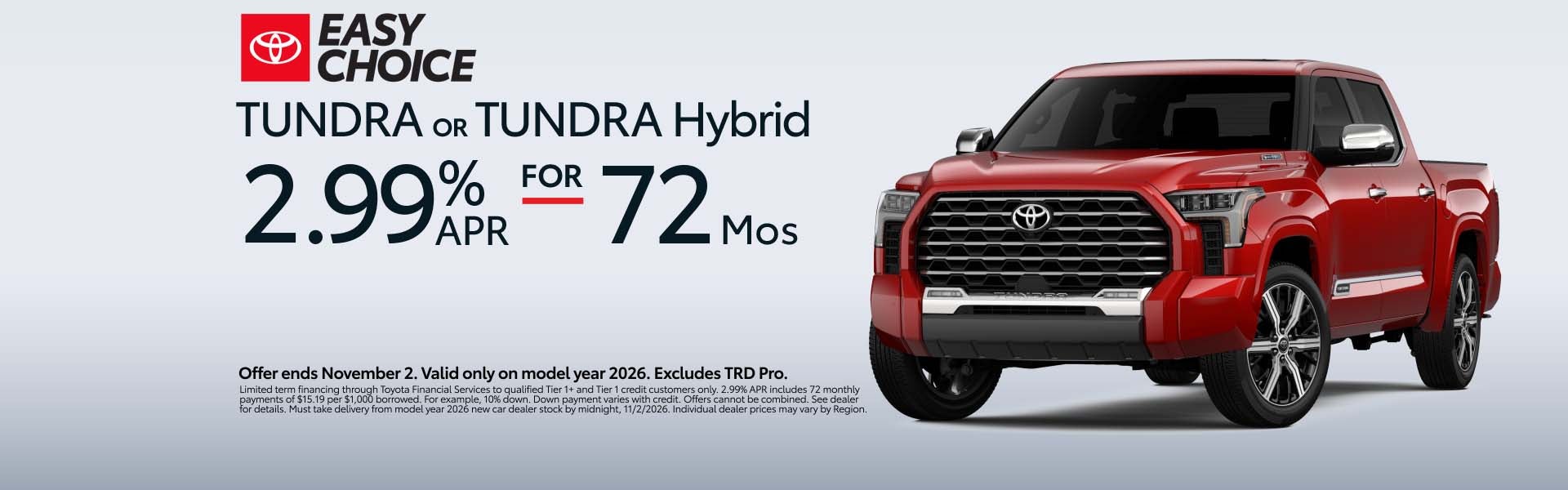 Toyota Tundra October offers